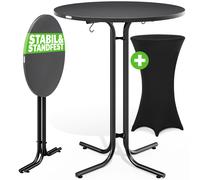 Mesa de bar gris 110x80cm + funda de mesa de bar negra Ø80cm