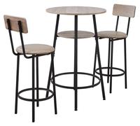 Mesa de bar, juego de 3 mesas de bar de 596,9 mm, juego de mesas de bar y sillas con diseño de esquinas redondeadas, mesa redonda para bar con dos taburetes, ideal para escritorio, rincón de desayuno,