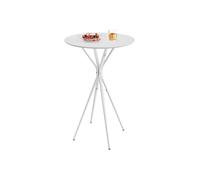 VASAGLE Mesa de Bar, Mesa Baja, Redonda, Alta, Estructura Metálica, 60 x 60 x 105 cm, para Cocina, Sala de Estar, Estilo Moderno, Fácil Montaje, Blanco Nube y Blanco Mate LBT024W01