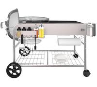 Mesa de barbacoa de acero inoxidable, carrito para barbacoas Weber de 47 cm y 57 cm (modelos Original Kettle, Premium, Master Touch, Jumbo Joe), parrilla de carbón, parrilla de carbón Performer con so
