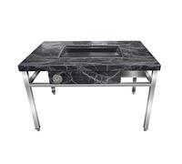 Mesa de barbacoa Mesa de barbacoa sin humo for patio al aire libre, parrilla autoayuda acero inoxidable a Gas carbón vegetal, mesa pata for asado doméstico Para exteriores(120*80cm (baking pan 50x30))