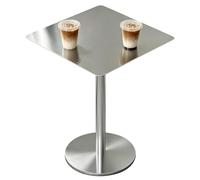 Mesa de bistró cuadrada/redonda moderna mesa de bar con altura de mostrador para interiores y exteriores Mesa de centro de acero inoxidable con base resistente, para jardín, patio(Square,50x50x75cm)