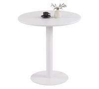 CLP Mesa Bistró Redonda Jarla 70 cm, Mesa de Cocina Moderna para 2-4 Personas, Mesa de Comedor Compacta de MDF y Metal | Color Blanco