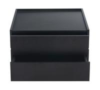 Mesa de café giratoria 60x60x38 cm - 360° giratoria, 2 estantes y almacenamiento - negro
