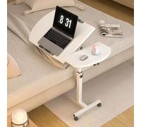 Mesa de Cama Ajustable en Altura con Inclinación de 180 Grados, Paneles Separados, Soporte Móvil para Portátil, Mesa Auxiliar de Hospital con Escritorio Inclinable, Ruedas y Base Rodante para Portátil