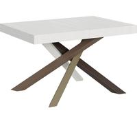 Mesa de cambio de ropa, 140/400 x 90 cm, modelo Volantis, madera de fresno, color blanco con detalles multicolores, patas modelo 4/C