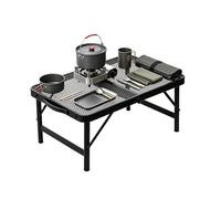 Mesa de Camping Plegable de Malla Metálica con Altura Ajustable
