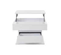 Mesa de centro 70x70x45 cm - mesa giratoria 360°, con 1 cajón, alto brillo, con almacenamiento - blanco