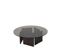 Mesa de centro Aukko de , vidrio tintado y roble teñido oscuro