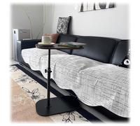 Mesa de centro C-Sd de altura ajustable (47-82,5 cm) con rotación de 360°, mesa de bandeja que ahorra espacio para sala de estar y dormitorio, diseño moderno negro, piel versátil