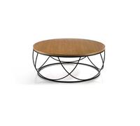 Mesa de centro circular mdf - modelo tampa - pata cilíndrica metal negra medidas 80 x 30 x 30 cm