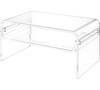 Mesa de centro de acrílico, mesa auxiliar de 2 niveles con estante de almacenamiento, moderna mesa de centro rectangular de acrílico, ideal para comedor, isla de cocina, restaurante, oficina, 50 x 80