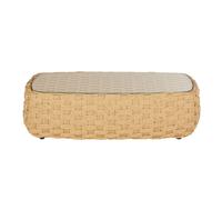 Mesa de centro de exterior de resina beige y vidrio templado, 118 cm