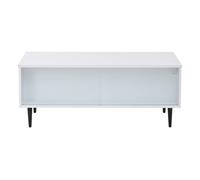 Mesa de centro elevable 105x50x43 cm - con led, almacenamiento oculto, vidrio templado - blanco