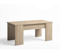 Mesa de centro elevable basic perfecta para salón en color roble natural echa de melamina 100x50 cm