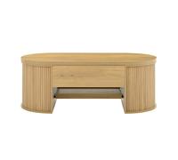 Mesa de centro elevable - con laterales de madera curvados, estante extensible, diseño multifuncional - color madera
