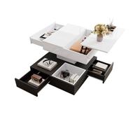 Mesa de centro elevable cuadrada de panel de partículas,negro+blanco