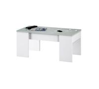 Mesa de centro elevable line ii blanco y cemento