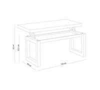 Mesa de centro elevable Loft con hueco de almacenaje roble 47,5-62x120x60 cm Adec Nordish/black oak