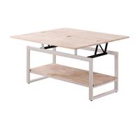 Mesa de centro elevable y extensible Steve roble Nordish blanco, estructura metálica, medidas 100x45x47 cm Fijalo