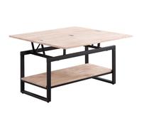 Mesa de centro elevable y extensible Steve roble Nordish negro, estructura metálica, medidas 100x45x47 cm Fijalo