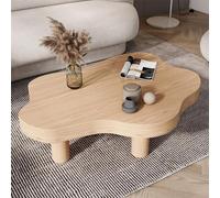Mesa de centro en forma de nube, de madera irregular, de refuerzo gruesa con esquinas redondas, moderna con 3 patas para muebles de salón