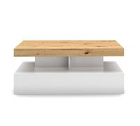 Mesa de centro fija blanco y roble corso