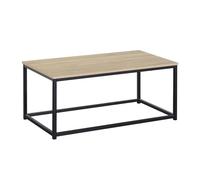 Miroytengo Mesa de centro fija en color roble cambrian y negro con estructura de metal para sala, medidas 90x40x48 cm Madera claro - Negro -