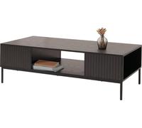 Mesa de centro HWC-O39, mesa auxiliar, mesa de sofá, con compartimentos de almacenamiento, melamina MDF, 39x120x60 cm, aspecto de madera, color
