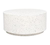 Mesa De Centro Mgo Fibra De Vidrio Tapa Redonda Resistente A Uv Manchas Óxido Agua Viento Blanco Con Efecto Terrazo Trezzo