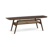 Mesa de Centro Nórdica Cálida de Estilo Tabla de Surf en Nuez con Estante