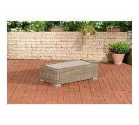 Mesa de centro para jardín o terraza CLP, fabricada en polirattan, modelo Madeira, dimensiones 110 x 60 cm, color natural
