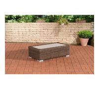 Mesa de centro para jardín o terraza CLP, material polirattan, modelo Madeira, dimensiones 110 x 60 cm, color marrón jaspeado