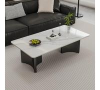 Mesa De Centro Rectangular De Piedra Sinterizada Mesas Auxiliares Modernas para Sofá con Superficie De Losa De Piedra Y Patas Metálicas para La Decoración del Mobiliario del Salón