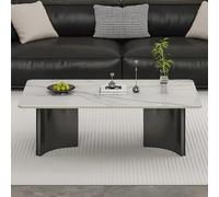 Mesa De Centro Rectangular De Piedra Sinterizada, Mesas Centrales Modernas para Sala De Estar, Mesa Auxiliar De Estilo Mid-Century, para Decoración del Hogar,White 51.1 Inch