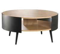 Mesa de centro redonda, 2 niveles, estructura metálica negra, diámetro 80 cm - EKLO