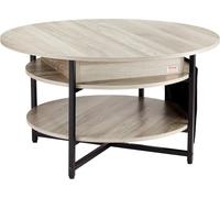 Mesa de centro redonda con tapa elevable, de 35.3 pulgadas de diámetro, ideal para sala de estar, color blanco