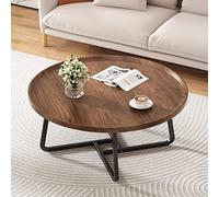 Mesa De Centro Redonda Moderna, Diseño Industrial, Mesa Salon Pequeña, Mesa De Café, Mesa Redonda De Cóctel, Mesita Café Pequeña Para Salón, Dormitorio, Oficina ( Color : Walnut , Size : 50*50*40cm )