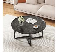 Mesa De Centro Redonda Moderna, Diseño Industrial, Mesa Salon Pequeña, Mesa De Café, Mesa Redonda De Cóctel, Mesita Café Pequeña para Salón, Dormitorio, Oficina (Color : Black, Size : 50 * 50 * 40cm)