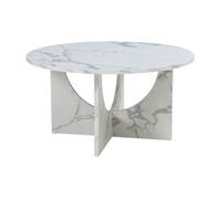 Mesa de centro rindal redonda ø80x42 cm - efecto mármol blanco [en.casa]