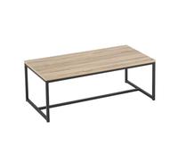 Mesa de centro Urban de metal negro y tablero color roble de 100x50x36 cm | Mesa auxliar rectangular para salón o comedor. Ideal para poner frente al sofá. Soporta hasta 30 kg. Fácil de montar