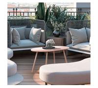 CLP Mesa de Centro Velva I Mesa de salón Ovalada con Base metálica I Mesilla Impermeable para Exteriores o Interior, Color:Fucsia