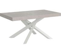 Mesa de centro Volantis en cachemira, extensible, de 160/264 x 90 cm, con patas blancas
