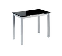 Mesa de Cocina Extensible en Cristal Templado Negro - Modelo Londres - Medidas 95 x 55/95 x 95 cm - Marca Momma Home