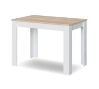 Habitdesign Mesa auxiliar fija Cloe – 4 comensales, Blanco Artik y Roble Canadian 108,5×67×78 cm