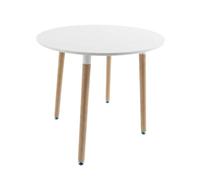 Mesa de cocina fija copi redonda, mesa comedor melamina blanco mate y roble 80x75x80 cm