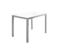 Mesa de cocina rectangular - modelo melbourne - cristal - estructura+patas metal plata