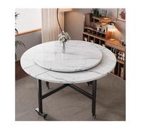 Mesa de cocina redonda con ruedas, mesa de comedor plegable extensible para el hogar, diseño que ahorra espacio, color blanco, 120 cm, perfecta para espacios pequeños y comedores