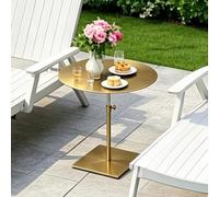 Mesa De Cóctel De Acero Inoxidable, Mesa De Bar De Pie Redonda Ajustable En Altura, Mesa Auxiliar Ligera Para Fiestas Al Aire Libre Para Patio Trasero, Junto A La Piscina, Fácil Montaje(Top 50cm)