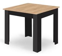 Mesa de comedor 80 × 80 cm, con tablero para muebles con recubrimiento de pvc, acabado roble artesanal/negro.